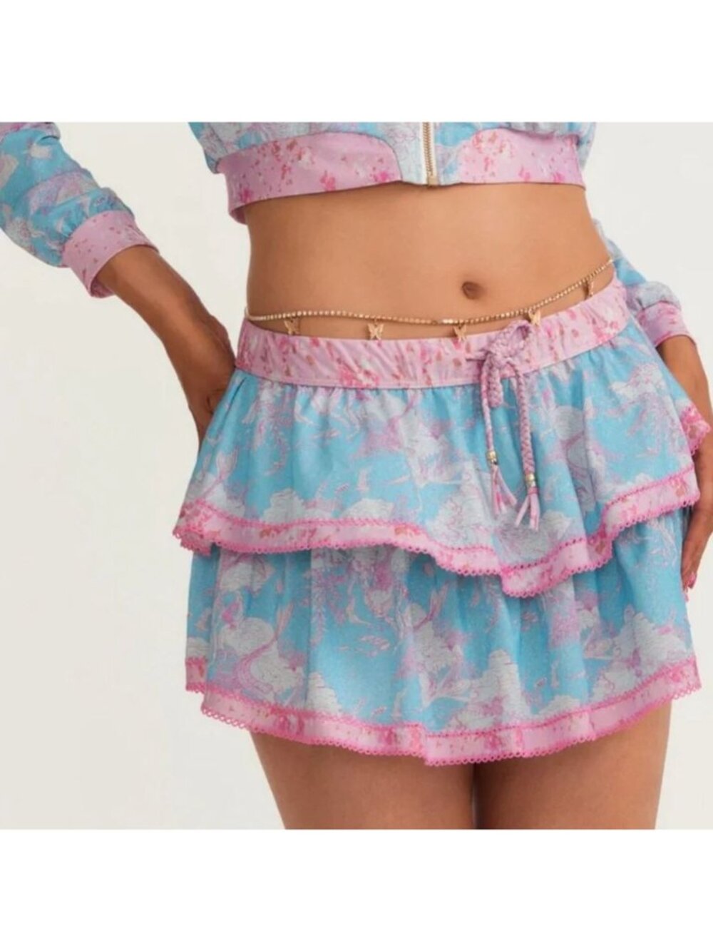 NWT LoveShackFancy x Hurley Under The Sea Tiered Mini Skirt-sz Large